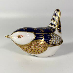 Vtg Royal Crown Derby Bone China Imari Wren Bird Paperweight Figurine Porcelain